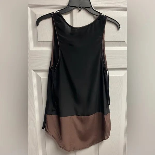 NWT Anthropologie “Maeve” 100% Silk Black/Brown High-Low Tank Size 4 - Image 4