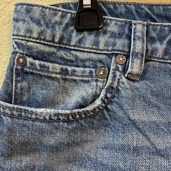 Free People We The Free Mini Skirt Women's 30 Blue Denim Raw Hem Front Zip - Image 4