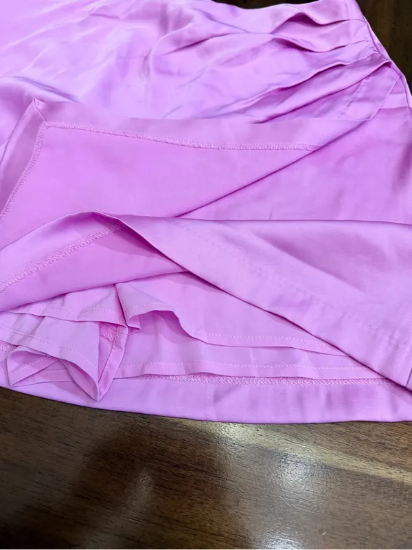 NWT Abercrombie & Fitch Satin Draped Mini Skort Pink Size S - Image 3