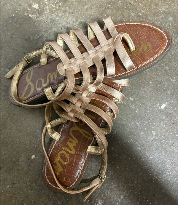 Sam Edelman Garland Leather Sandal Metallic Gold Size 7 - Image 2