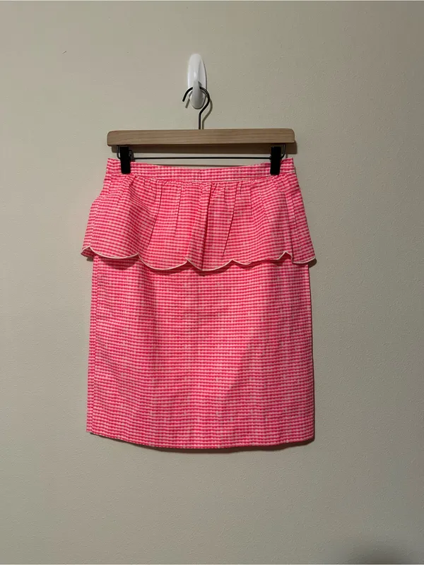 Lilly Pulitzer thyme skirt fiesta pink gingham style 48545 size 6 preppy no flaw - Image 3