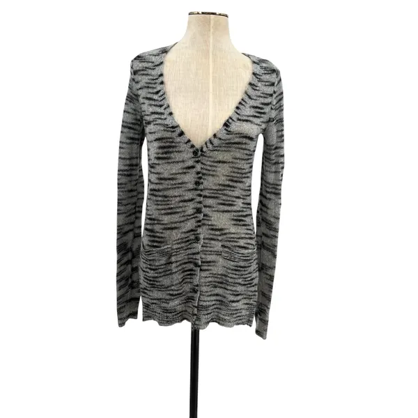 Free People Beach Cardigan Sweater Stripe Mohair Blend Gray Size‎ Small - Image 3