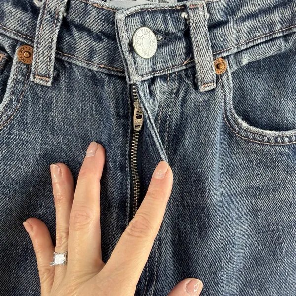 Zara‎ Sz 0 Jeans Wide Leg Raw Hem High Waisted Rise Light Wash Women's Baggy - Image 6