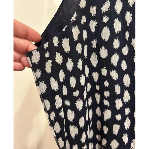 MSK Navy Blue White Abstract Polka Dot Sleeveless Chiffon Midi Dress Size‎ 14 - Image 6