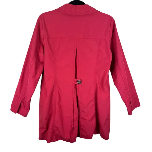 Eddie‎ Bauer Coral Pink Collared Button Up Lined Rain Jacket Pockets Size M - Image 2