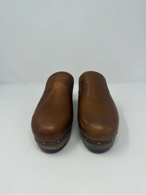 J Crew Brown Cognac Leather Clogs Size 6 - Image 4
