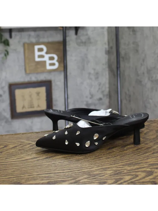 NWT A New Day Womens Katia Heels Satin Slip On Mules 94663382 Black 8.5M - Image 8