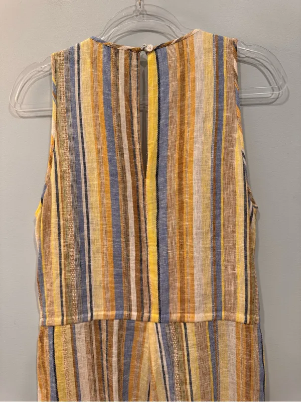 Anthropologie Drew Linen Blend Yellow Striped Jumpsuit Romper - Image 6