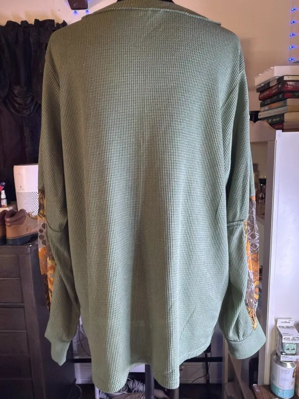 Easel Long Sleeve Knit Sweater Green Size M - Image 3