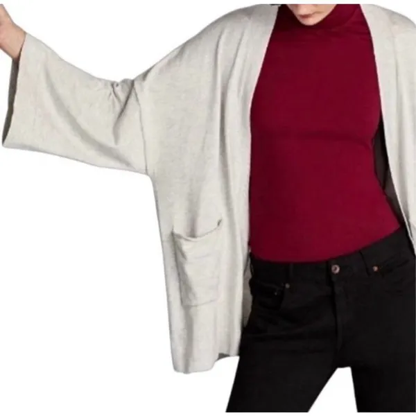 ✨Zara Grey Open Front Oversized Slouchy Knit Kimono Style Sz Small Cardigan✨ - Image 6