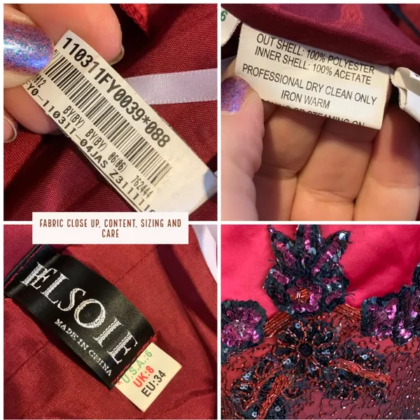 Belsoie Red & Black Strapless Mermaid Style Satin Beaded Gown (6) - Image 13