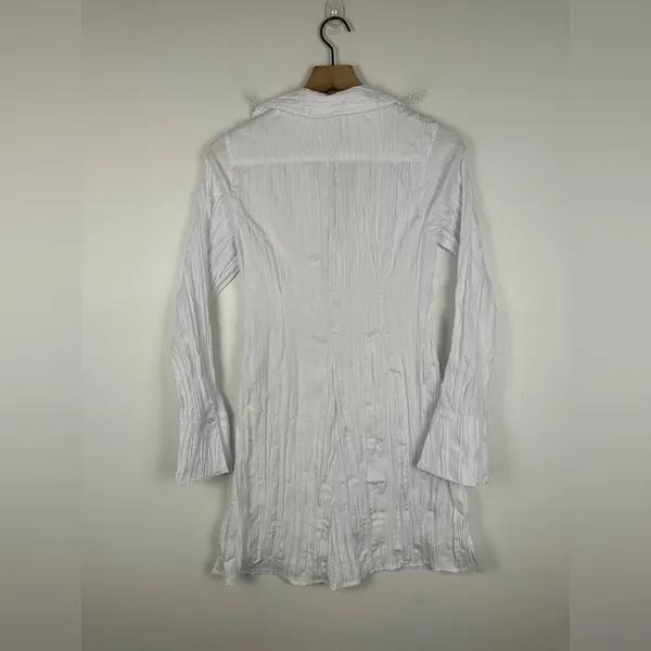 Urban Outfitters White Jordyn Textured Flyaway Shirt‎ Women’s Sz S - Image 6