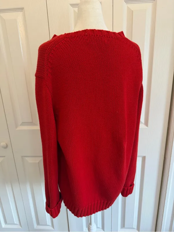 J.Crew Rollneck Sweater Vintage 100% Cotton Red Size Medium - Image 3