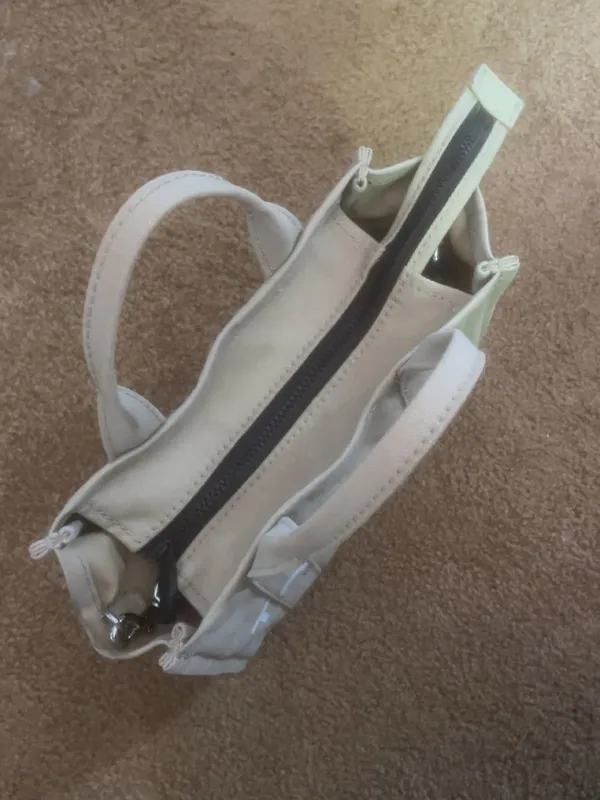 Marc Jacobs Small Tote Bag in Cream with White Logo - Image 3