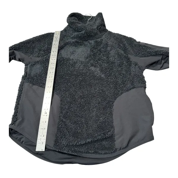 Nike Black Charcoal Gray Sherpa Fleece‎ Pullover Jacket Mens Medium Womens L - Image 4