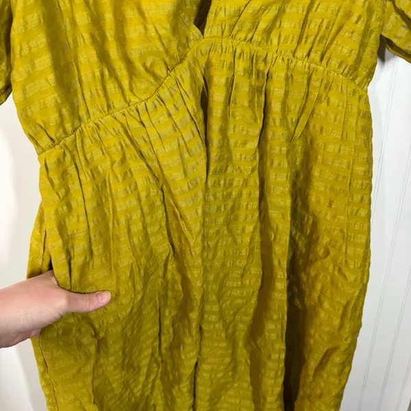 Madewell Annamarie Mini Dress Citrus Lime Cutout Back‎ V-Neck Size 6 NWT linen - Image 4