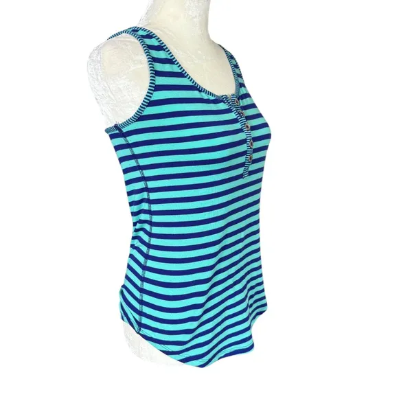 Guess green and blue striped racerback sleeveless stretchy tank top women's XS - Image 2