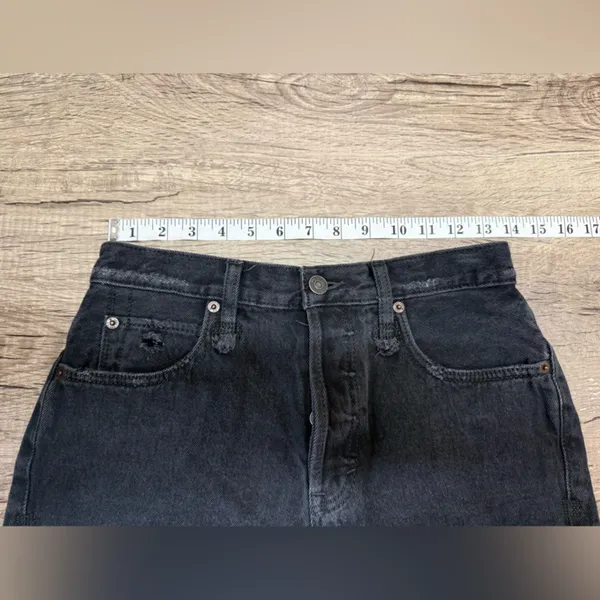 We The Free‎ People Black Mid Rise Fray Hem Button Fly Jean Short Shorts Size 25 - Image 3