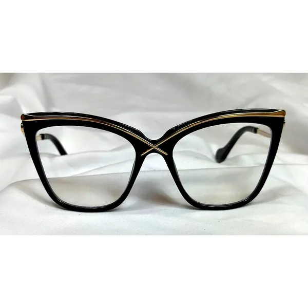 Chic Elegant Gold Detailed Clear Lens Black Frame Glasses - Image 6