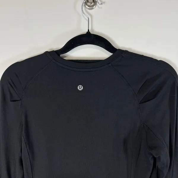 Lululemon Women's Extra Mile Rulu‎ Crew Neck Long Sleeve Top Black Size 6 Yoga - Image 5