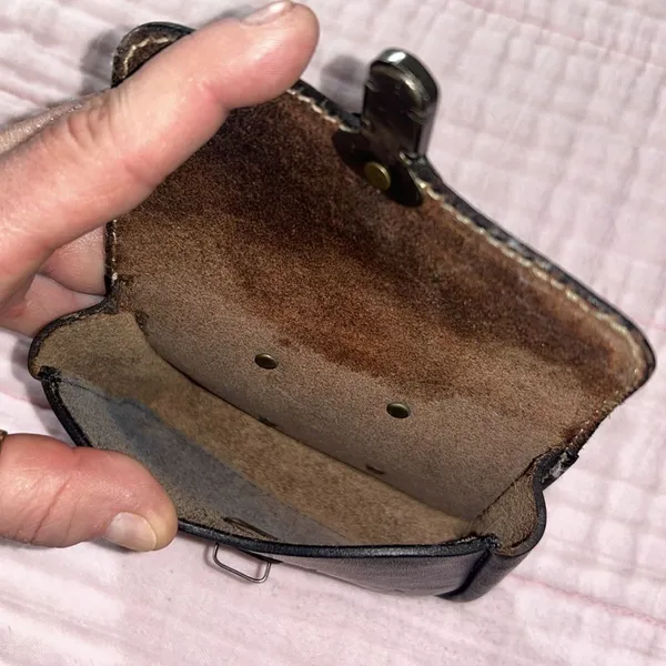 Vintage Black Genuine Leather Pouch for Belt - Image 10