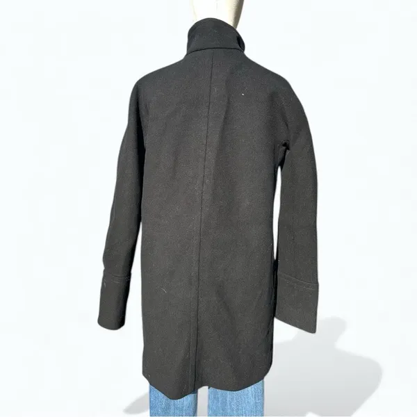 J.Crew Wool Blend Coat Women 4 Black Funnel Neck Minimalist Long Winter Preppy - Image 3
