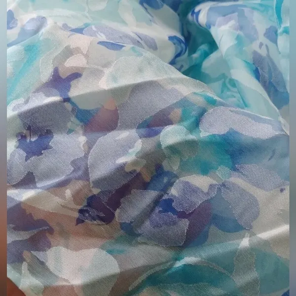 Floral Strapless Modcloth Maxi Dress by Minuet Size Blue Teal & White Large - Image 7