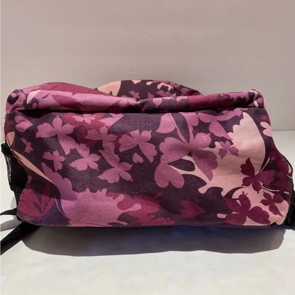 Navy, Pink Flowers Backpack with small pocket and two mesh pockets in side 🔴 - Image 4