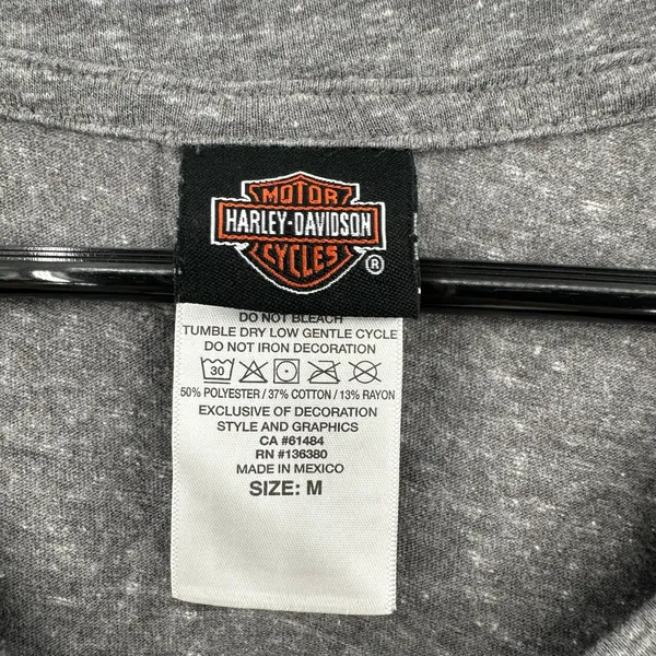 Harley Davidson Size Medium Short Sleeve Gray T-Shirt Tifton GA‎ V Neck Graphic - Image 3