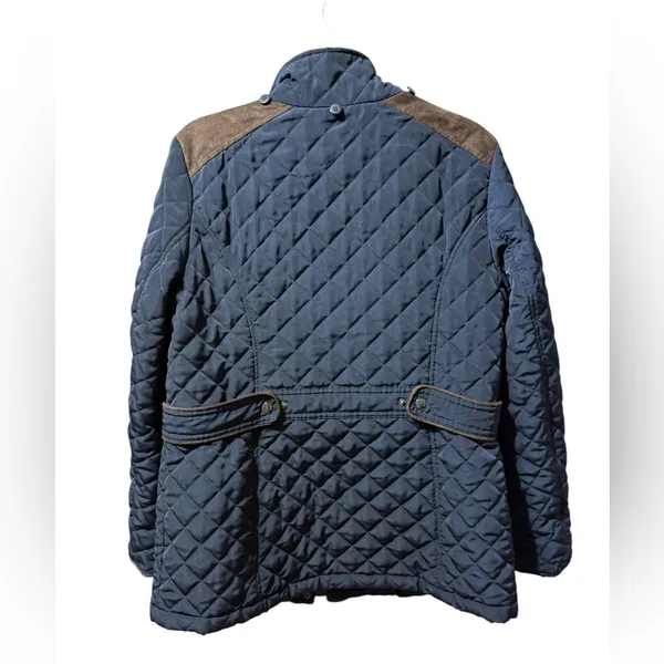 Laundry by‎ Shelli Segal Fleece-Lined Hooded Coat Navy Blue Quilted Sz L - Image 5