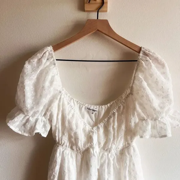 Reformation Channa Eyelet Dress Size 2 - Image 4