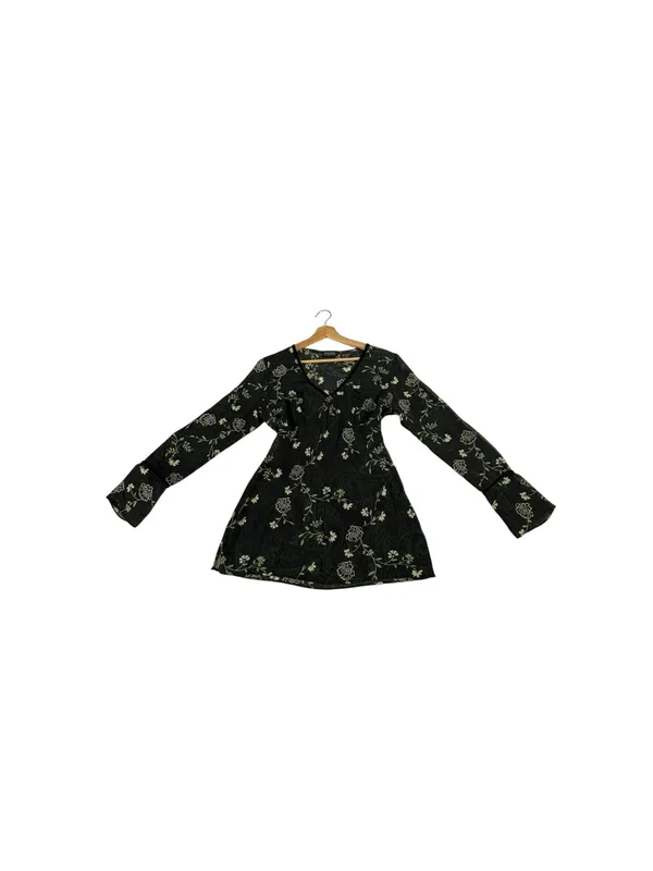 Vintage Y2K New York & Company Sheer Floral Blouse Whimsigoth Bell Sleeve M - Image 5