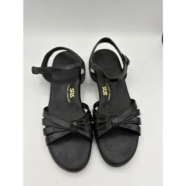 SAS patent leather black strapy semi wedge sandal women’s 9.5 - Image 3