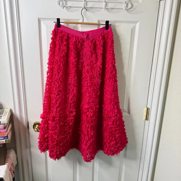 Anthropologie Pink Maeve Floral Appliqué Skirt Midi Womens‎ Size 2 - Image 8