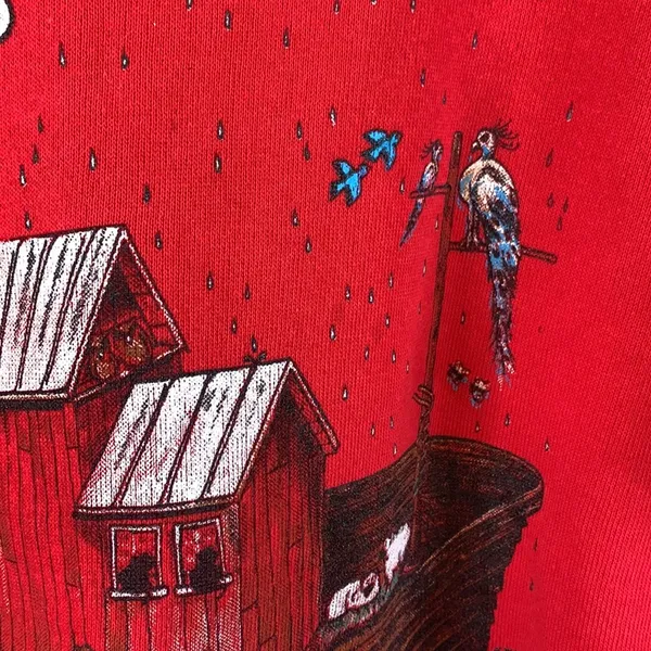 Vintage Hanes God Keeps His Promises Noah’s Ark Red Sweatshirt Sz L - Image 8