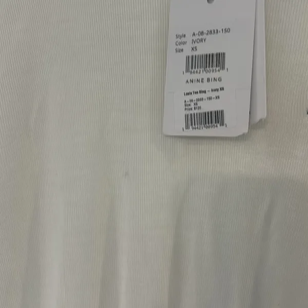 NWT NEW Anine Bing White Cursive T Shirt Ivory XS Oversized - Image 6