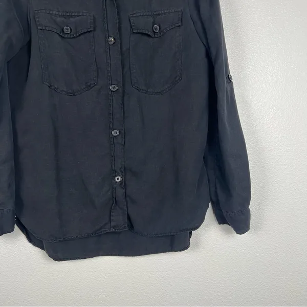 Zara‎ Premium Denim Collection Black Button Up Shirt Women Small Relaxed Fit - Image 4