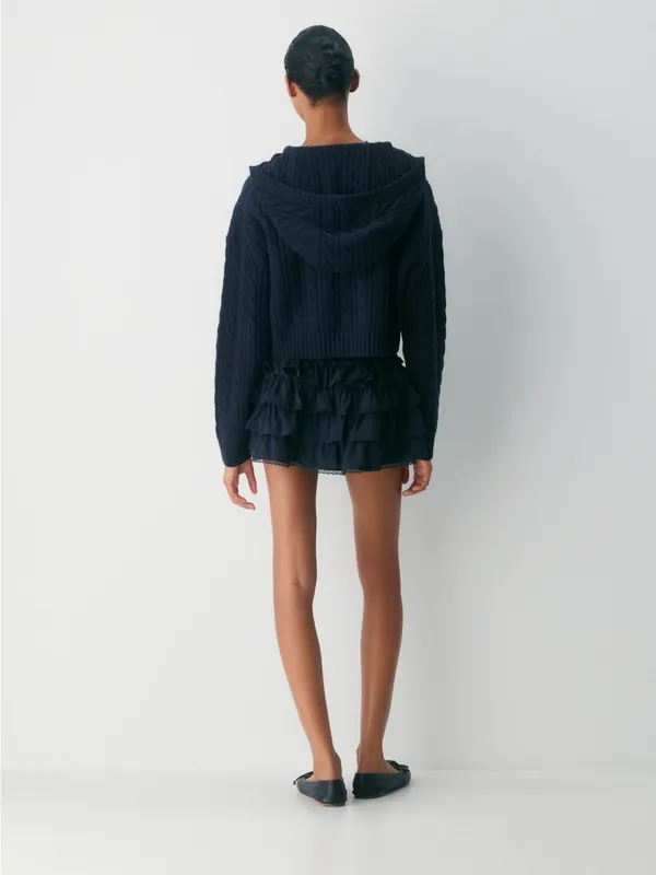 Aritzia Sunday Best Octava Cable Knit relaxed fit wool full zip hoodie small NWT - Image 14