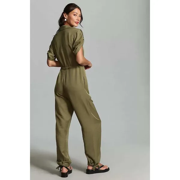 Anthropologie Tiny Heidi Green Utility Jumpsuit Short Sleeve Drawstring NWT S - Image 2