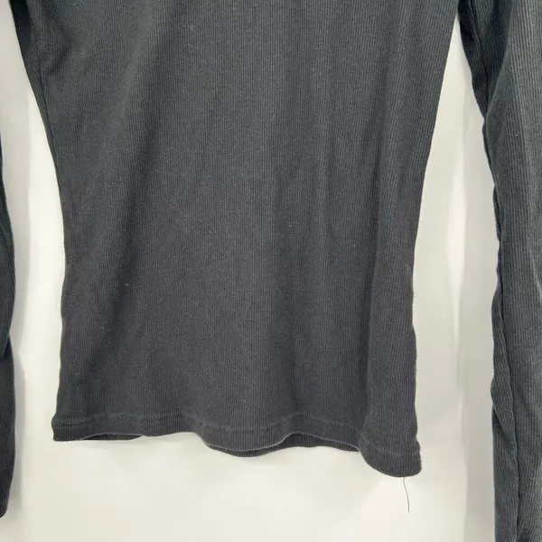 Madewell black place scoop neck plain solid black long sleeve top rib size small - Image 3