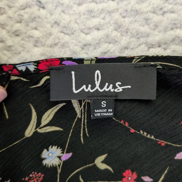 Lulus Nina Black Floral Wide Leg Jumpsuit Sleeveless Surplice V-Neck Women Small - Image 3