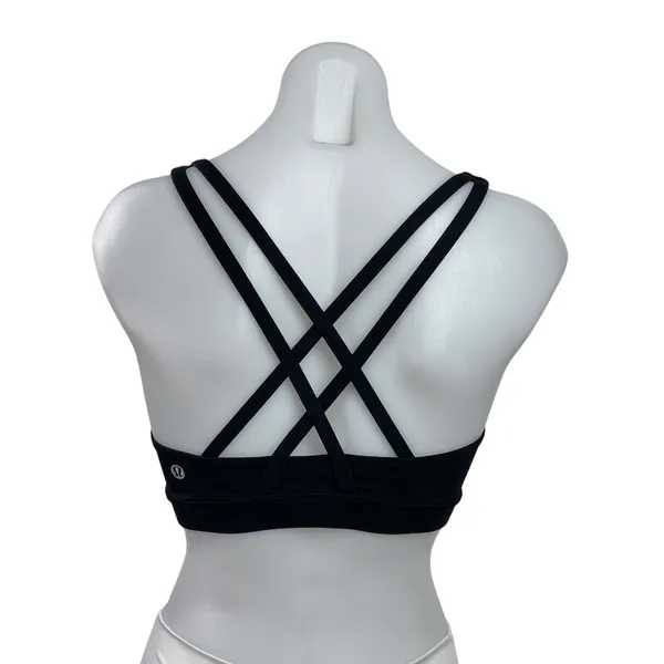 Lululemon Energy Black Sleeveless Strappy Cross Back Sports Bra Crop Tank Top S - Image 3