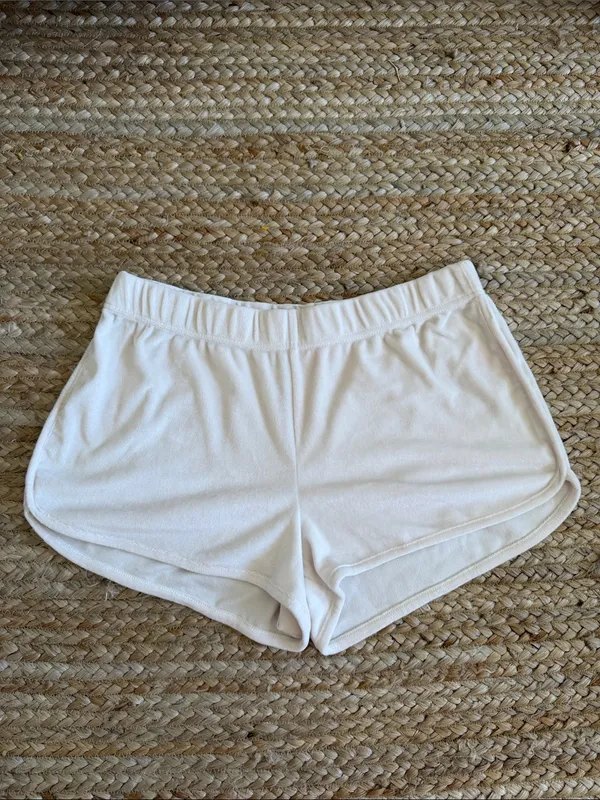 Juicy Couture Cream Shorts with Gold Rhinestone 'Juicy' Logo - Image 6