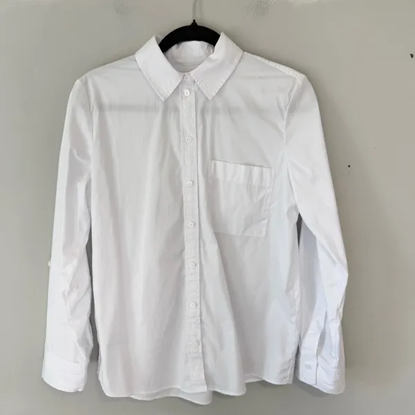 Madewell Relaxed Button Front Shirt Poplin Cotton White Small - Image 2