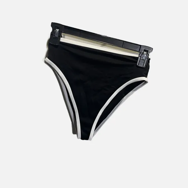 Shade & Shore Womens High Waist High Leg Bikini Bottom‎ Black White XS - Image 3