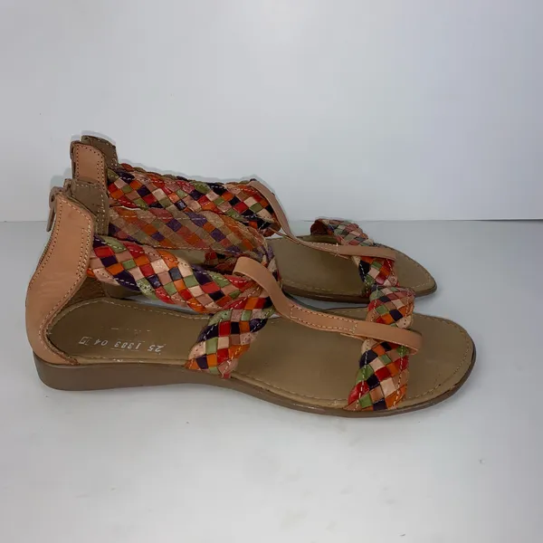 Mexican Huarache sandals colorful straps womens size 8 - Image 7