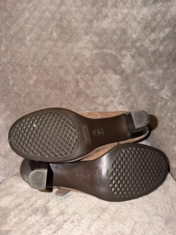 Aerosoles Water Roll Taupe Comfort Pump Mary Jane Snakeskin Trim Suede Heels - Image 8