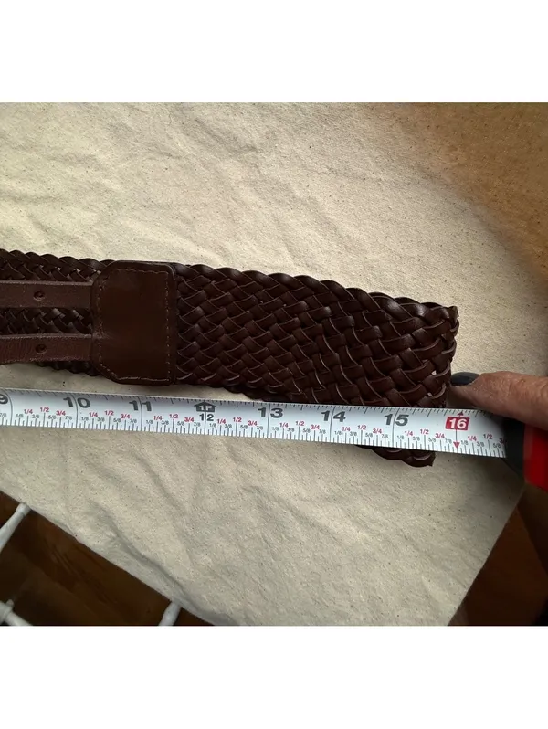Talbots Brown Woven Leather Adjustable Belt Size Small - Image 9