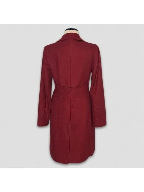 Banana Republic Wool Blend Pea Coat Red Burgundy Extra Small - Image 2