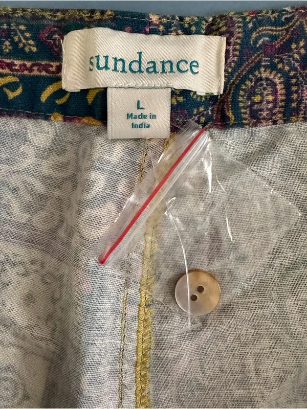 NWT Sundance Kalini Patchwork Linen Cotton Boho Tassel Tie‎ Yellow Shorts - Image 3
